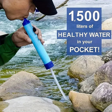 Outdoor Water Filter Emergency Purification Straw Portable Water Purifier Device Camping Climbing Survival First Aid Supplies