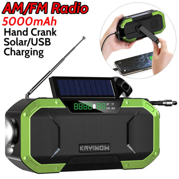 Hand Crank Solar Radio Bluetooth-Compatible Speaker Emergency LED Flashlight Power Bank Multifunctional Audio Device