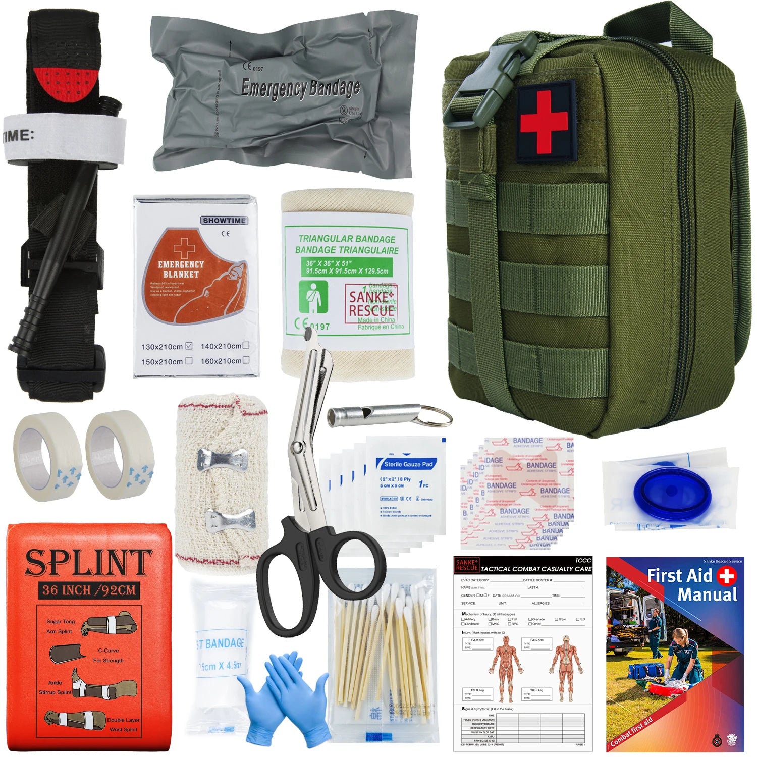 Sanke Rescue EDC Pouch First Aid Kit Tactical Survival Trauma Kit Molle Utility Tool Pouches For Camping Hiking