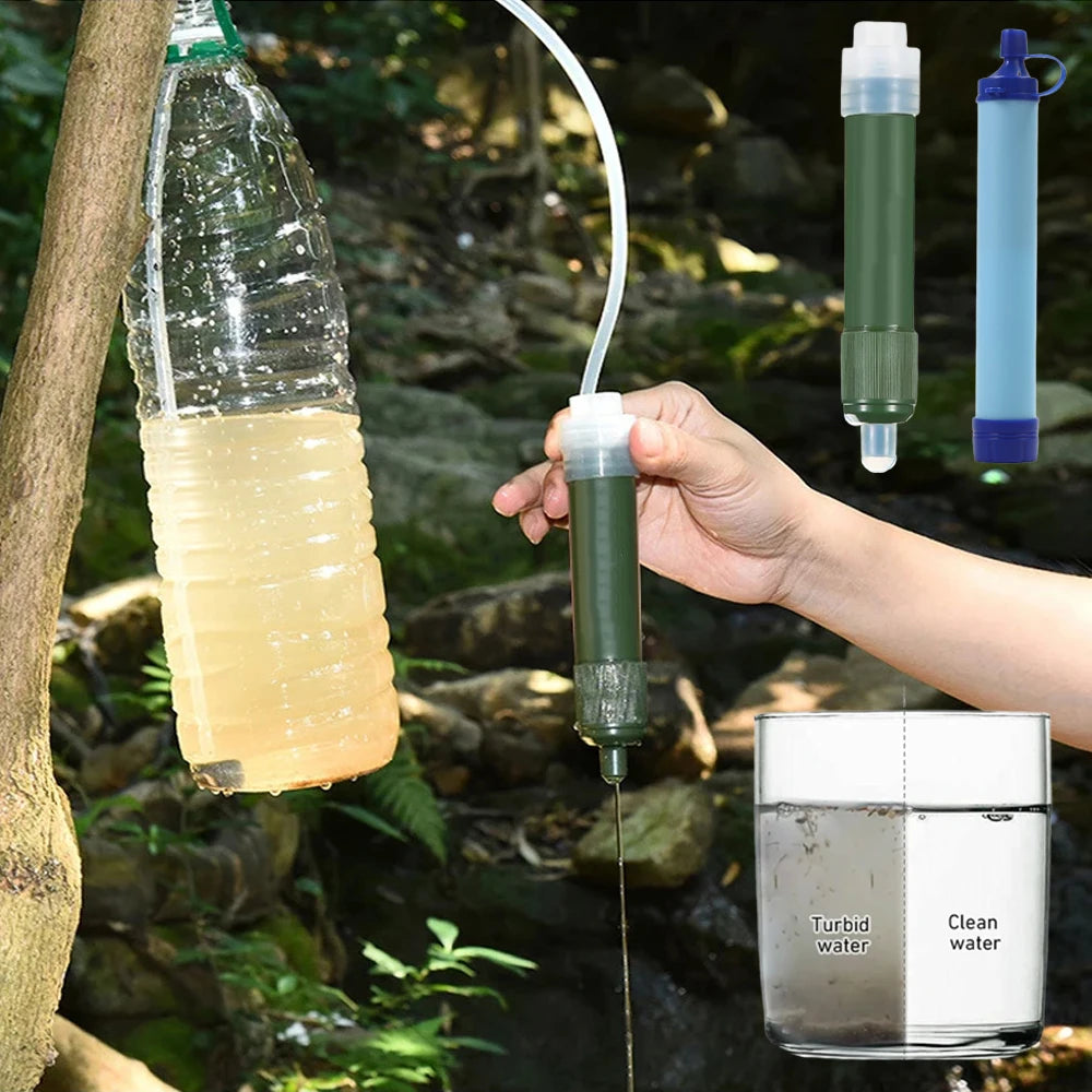 Outdoor Water Filter Emergency Purification Straw Portable Water Purifier Device Camping Climbing Survival First Aid Supplies