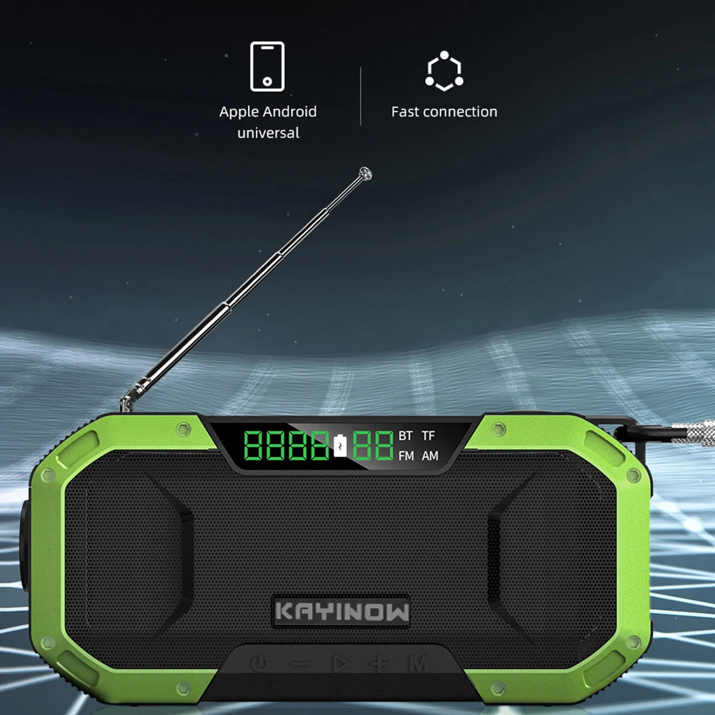 Hand Crank Solar Radio Bluetooth-Compatible Speaker Emergency LED Flashlight Power Bank Multifunctional Audio Device